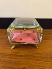 Rare boite à bijoux en laiton et verre biseauté NAPOLEON III