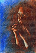 Tableau signé Laurence Ginailhac; Dessin pastel crayon sepia
