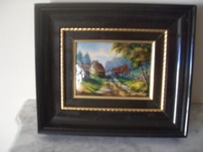 Large Rene Restoueix (1924-2007) signed Limoges French enamel framed plaque.