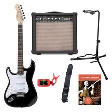 Guitare Electrique Set Gaucher Amplificateur 15W Sangle Support Accordeur Noir