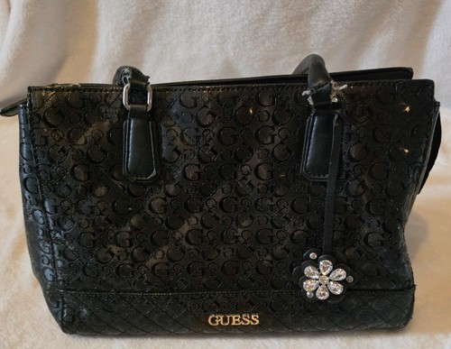 Guess black logo satchel - black,