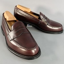 ALDEN Taille 7 Mocassin En Cuir De Veau Bourgogne Cousu Main