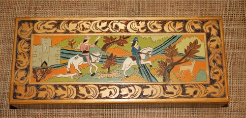 Ancienne boite gants - à, bois