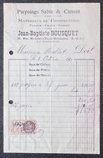 Lettre en tête Parpaing ciment Bousquet Rueil Malmaison 1931 Timbre fiscal 50 c