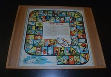 ANCIENNE BOITE DE JEU EN BOIS (DAMES ET OIE)