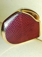 Briquet Flaminaire automatique plaqué or et cuir lézard, à recharger