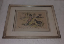 ANCIENNE PETITE LITHOGRAPHIE DE GERMAINE BOURET ENCADREE