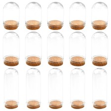  Dôme d'affichage transparent, Base en bois, Cloche, pot, Cloche, Mini dôme