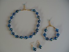 Parure Collier Boucles Bracelet Original Verre de Murano Bijoux Pièce Unique Neu
