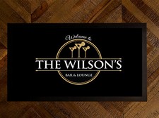 Tapis De Bar Personnalisé Avec N'importe Quel Nom - Tapis De Pub Or Et Noir B333