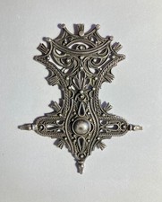 ANCIENNE CROIX DU SUD D'AGADEZ TOUAREG BROCHE ARGENT MASSIF 
