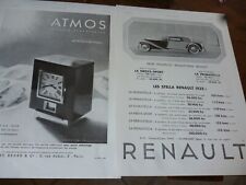 ATMOS pendule perpétuelle 102+ NERVASPORT RENAULT 1 pub papier ILLUSTRATION 1932