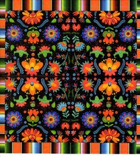 ♫ Serviettes en papier fleurs bohême ethnique Mexique. Napkins Mexican design ♫