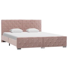 Cadre de Lit Rose Velours 90x200 cm Rembourré Adulte Simple Chambre vidaXL