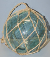 -JOLIE ANCIENNE BOULE de FLOTTEUR de FILET de Pêche couleur BLEUE  filet CORDE D