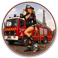 STICKER PINUP SAPEURS POMPIERS
