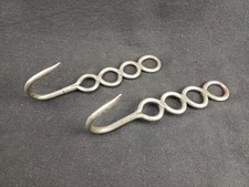 Lot 2 ancien CROCHET BOUCHER boucherie deco cuisine barre dent de loup metier