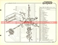 Fiche Carburateur GURTNER Type GBV16-605 PALOMA Flash GBV16-629 BRIBAN 1963