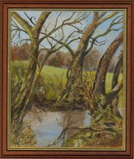 M. Holland - Huile Signée Et Datée 2004, La Piscine Silencieuse