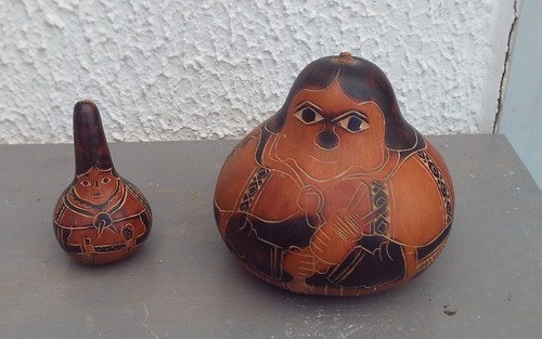 Lot calebasses sculptees - lot, 2