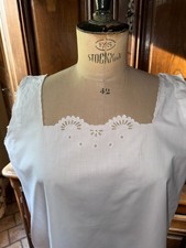 Ancienne chemise de jour, nuisette en coton brodé main époque 1900
