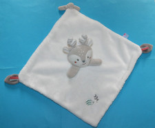 SUCRE D'ORGE DOUDOU CERF BICHE PLAT BLANC GRIS BRODE FEUILLE HERISSON ETAT NEUF