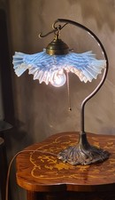 lampe en fontes d aciers et laitons 41x26 abats jours verres opalescent , superb
