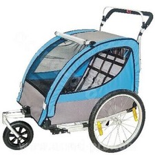 Remorque Cycle Et Poussette Pour Enfants 3 Roues en Aluminium Bleu/Gris À Ruo