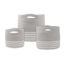 Set de 3 Paniers Gris et Blanc