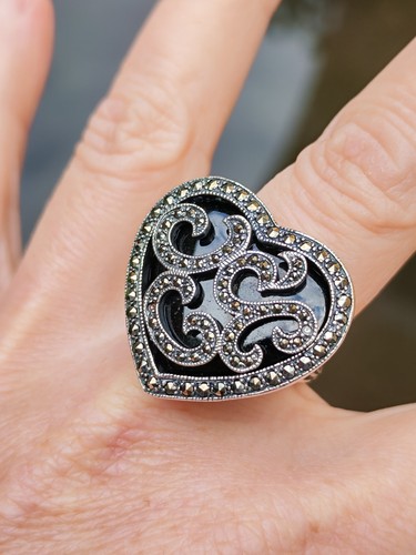 Bague argent coeur ancienne - bague,
