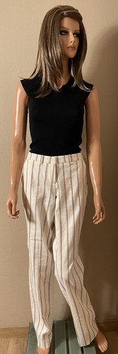 Pantalon écru rayé lin - , &