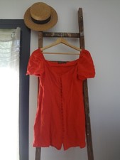 S 38 40 ZARA SUBLIME ROBE CHIC BOHEME ROUGE TOP TUNIQUE  HAUT CHEMISE BLOUSE  Tr