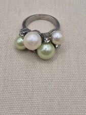 Bague rétro perles blanches