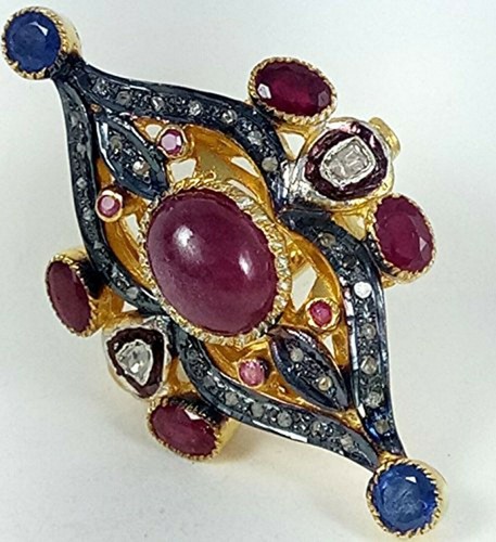 Diamant pavé rubis bague - diamant,