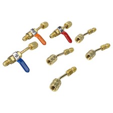 Jeu de 7 tuyaux de climatisation avec robinets à tournant sphérique coudés po