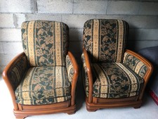 2 Fauteuils tapissiers - bois merisier