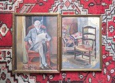 HSC PORTRAIT HOMME ET INTÉRIEUR BOURGOISE IMPRESSIONNISTE - SIGNÉ 