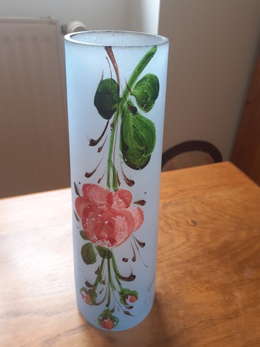 Vase ancien verre givré - vase,