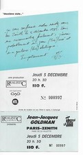 RARE / TICKET BILLET CONCERT - JEAN JACQUES GOLDMAN : LIVE A PARIS FRANCE 1985