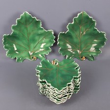 Service Plat Céramique S. I. c.A Feuilles D’Érable Vert Or Vintage Années 50