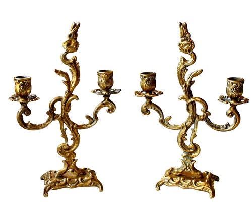Paire chandeliers bronze - de, en
