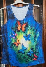 Débardeur bleu imprimé papillons