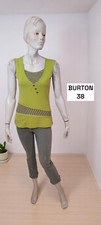 Burton Taille 38 Superbe haut top débardeur vert femme coton tee shirt T-shirt