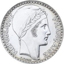 France, 20 Francs, Turin, 1933, Paris, Rameaux longs, Argent, SUP, Gadoury:852