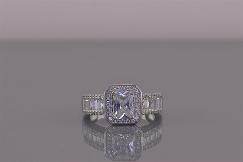Sterling silver emerald cut - silver,