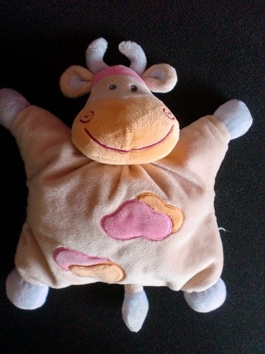 Doudou semi plat vache beige - doudou,