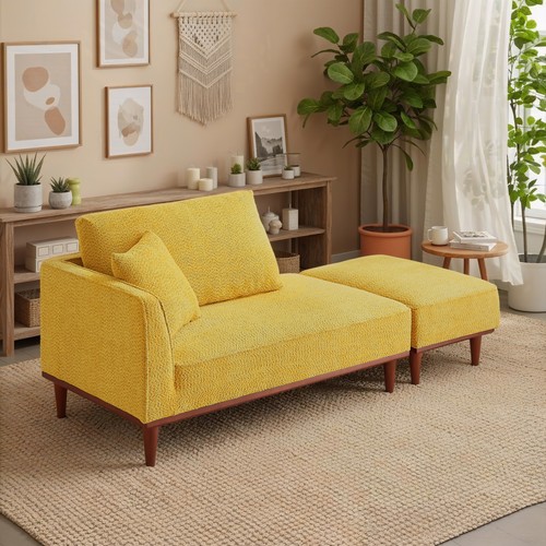 Yellow chaise lounge with - yellow,