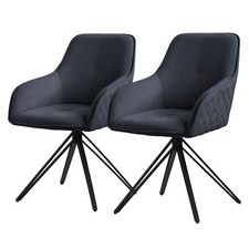 2x Chaise de salle à manger salon anthracite pivotante 360° fauteuil rembourrée