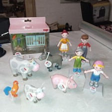 HABA Little Friends - lot personnages et animaux ferme + boite lapin mimi