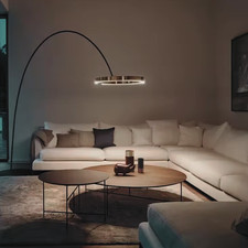 Luxury Italian LED Floor Lamp – Minimalist Metal Ring Light for Living Room